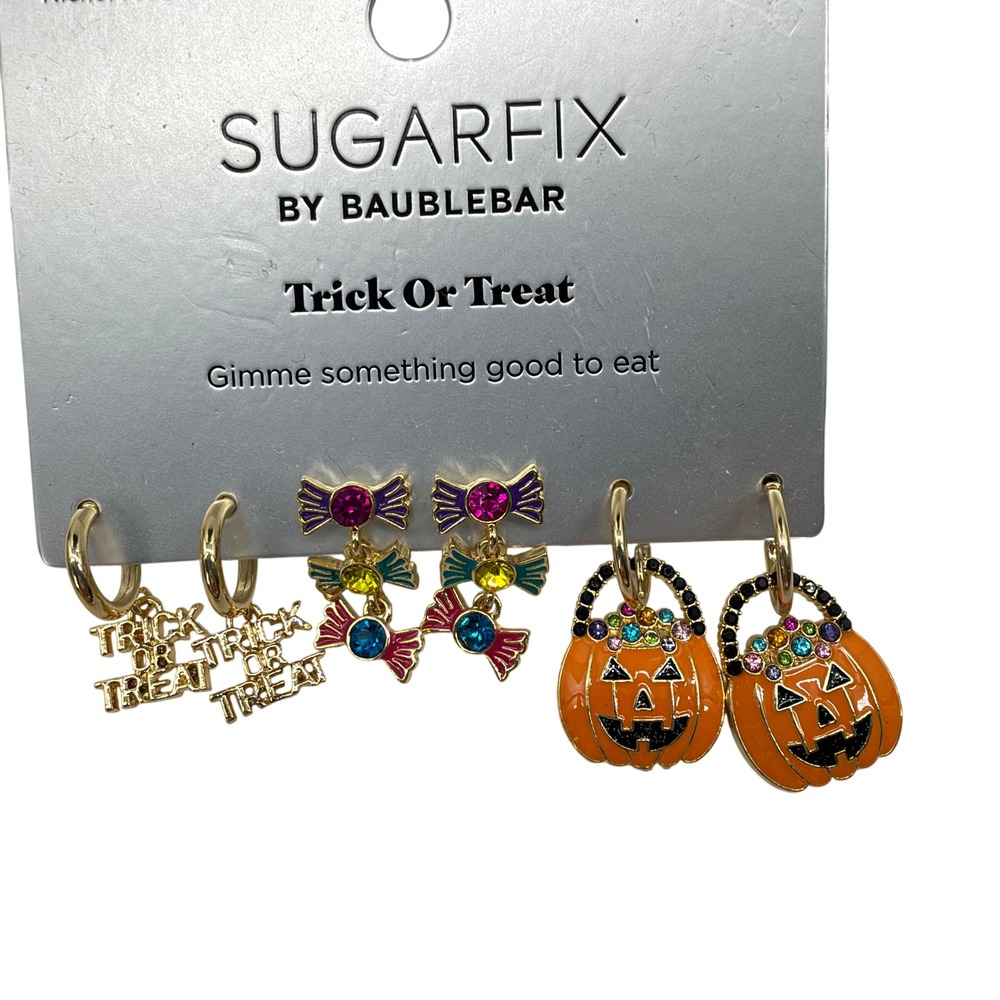 Sugarfix by BaubleBar Halloween Trick Or Treat Earring Set Pumpkin Candy 3 Pairs